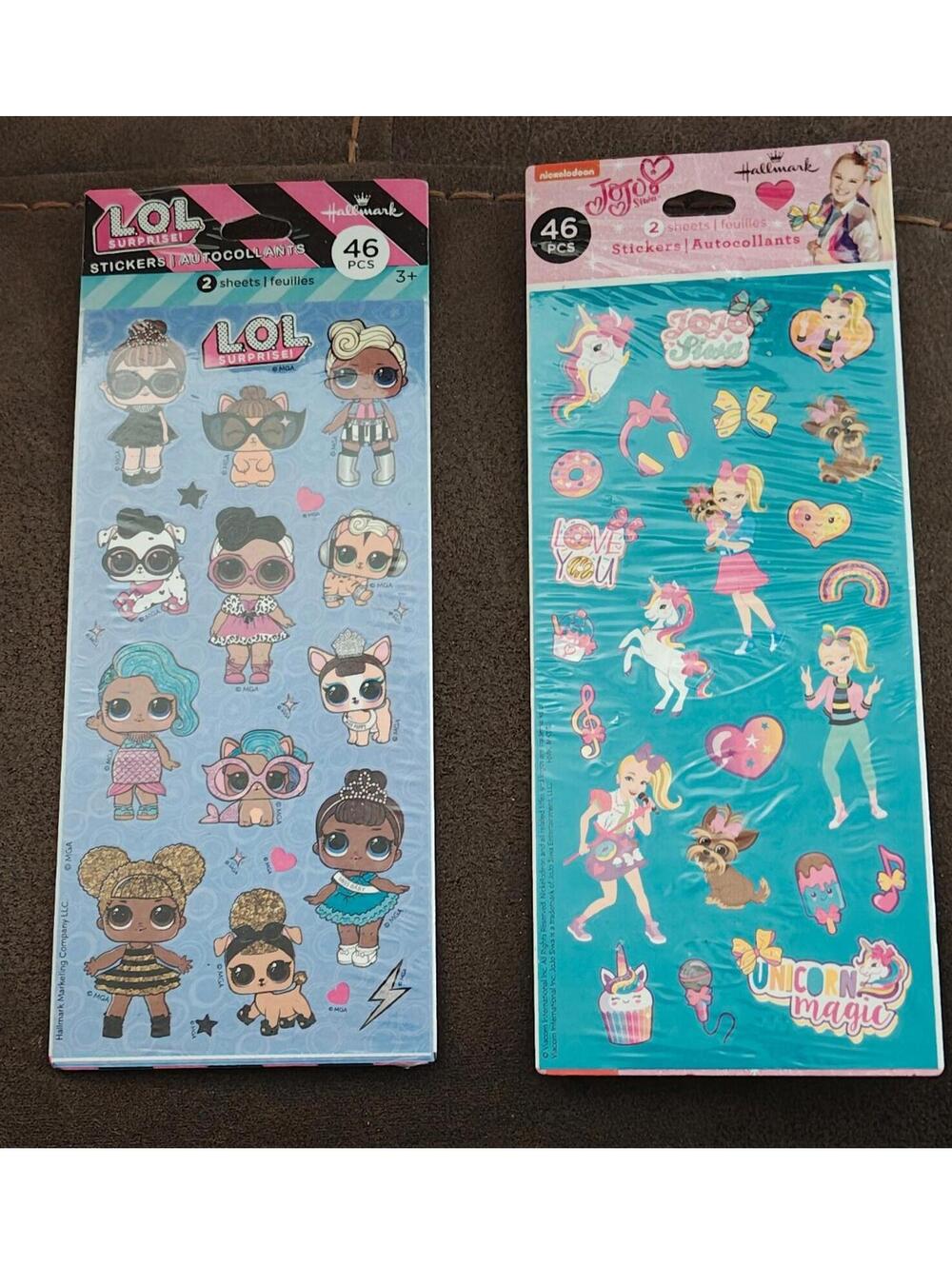 Set Of 1 pack of L.O.L. Surprise! Sticker Sheets. And 1 JoJo Siwa Sticker Sheets